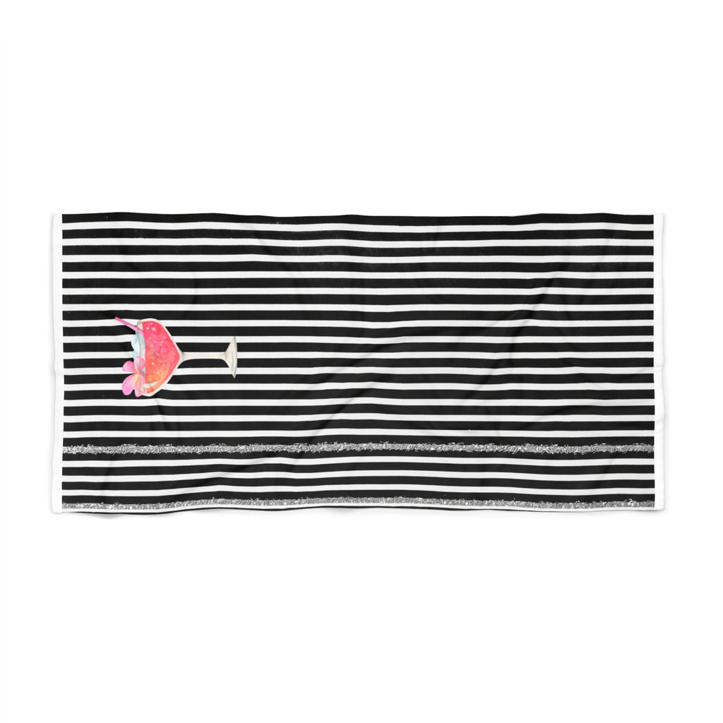 Chic à la plage -- Striped Black Beach Towel