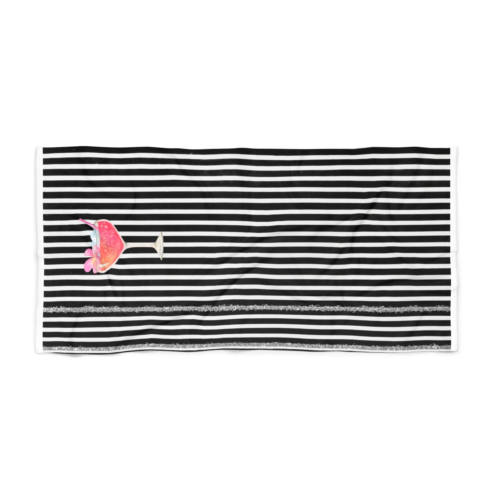 Chic à la plage -- Striped Black Beach Towel