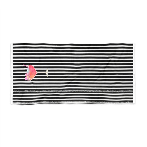 Chic à la plage -- Striped Black Beach Towel