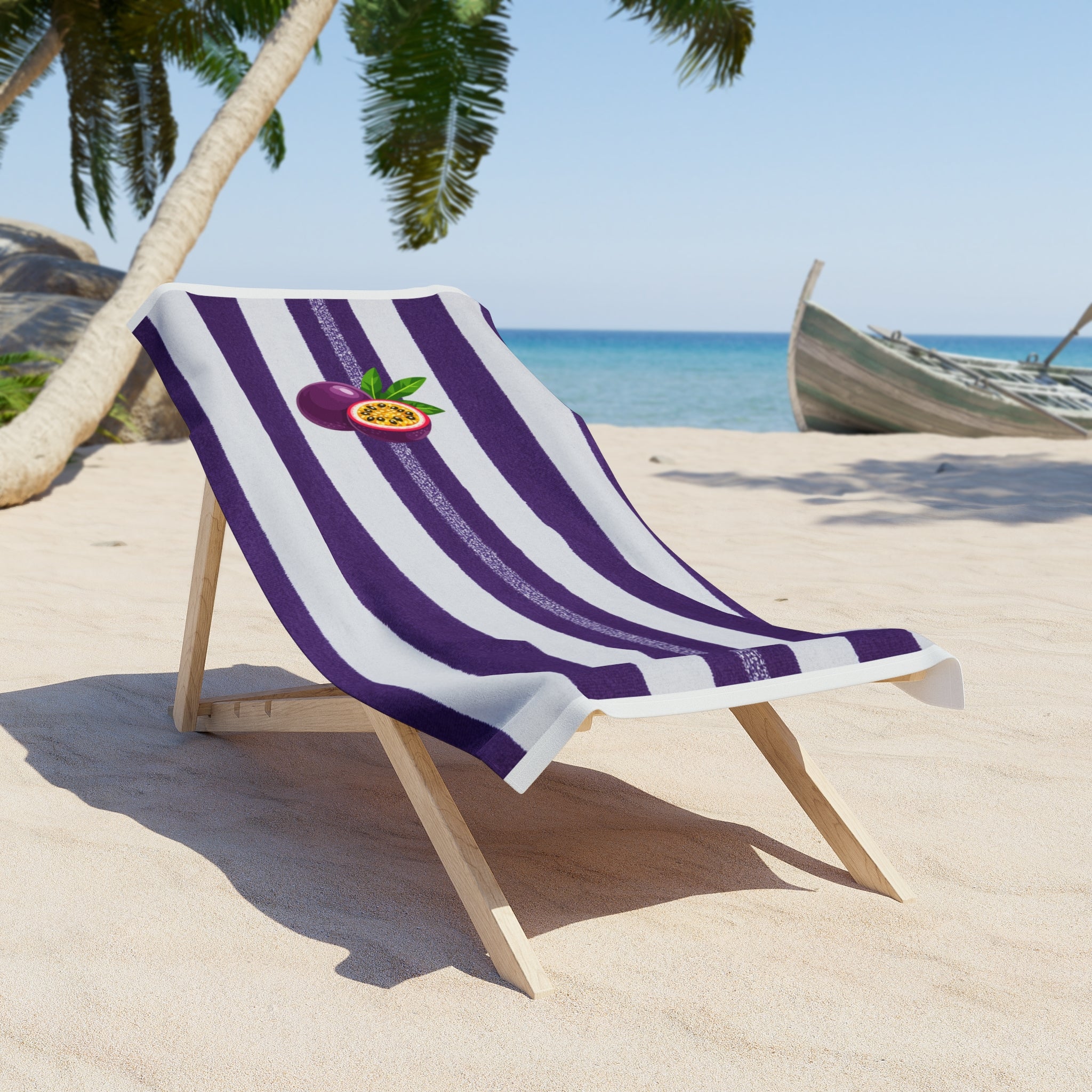 Passion sur le sable — Purple & White Tropical Pool Towel