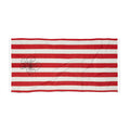 Rouge des îles -- Red Striped Beach Towel with Floral Accent