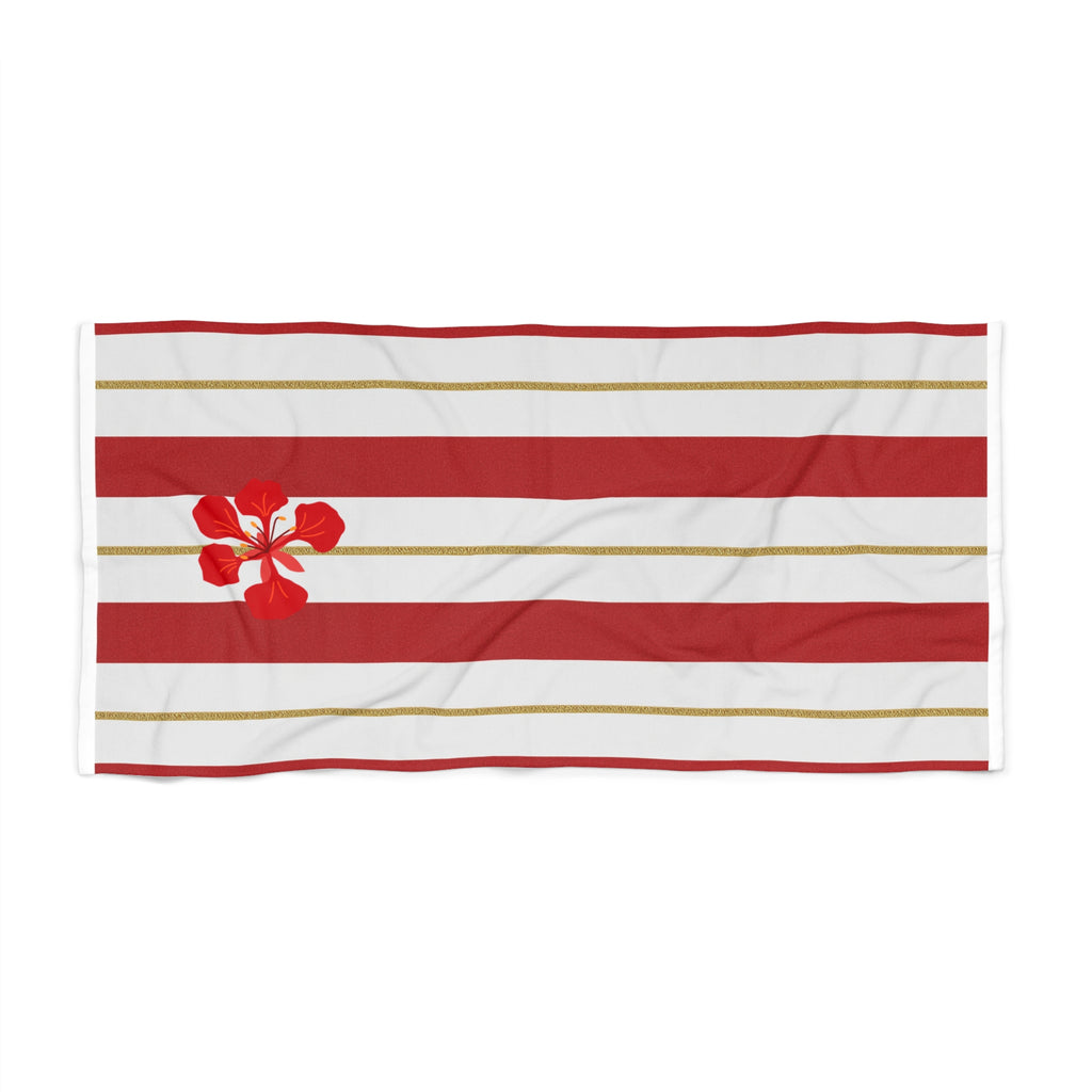 Tentation en vacances -- Red Stripe flower Beach Towel
