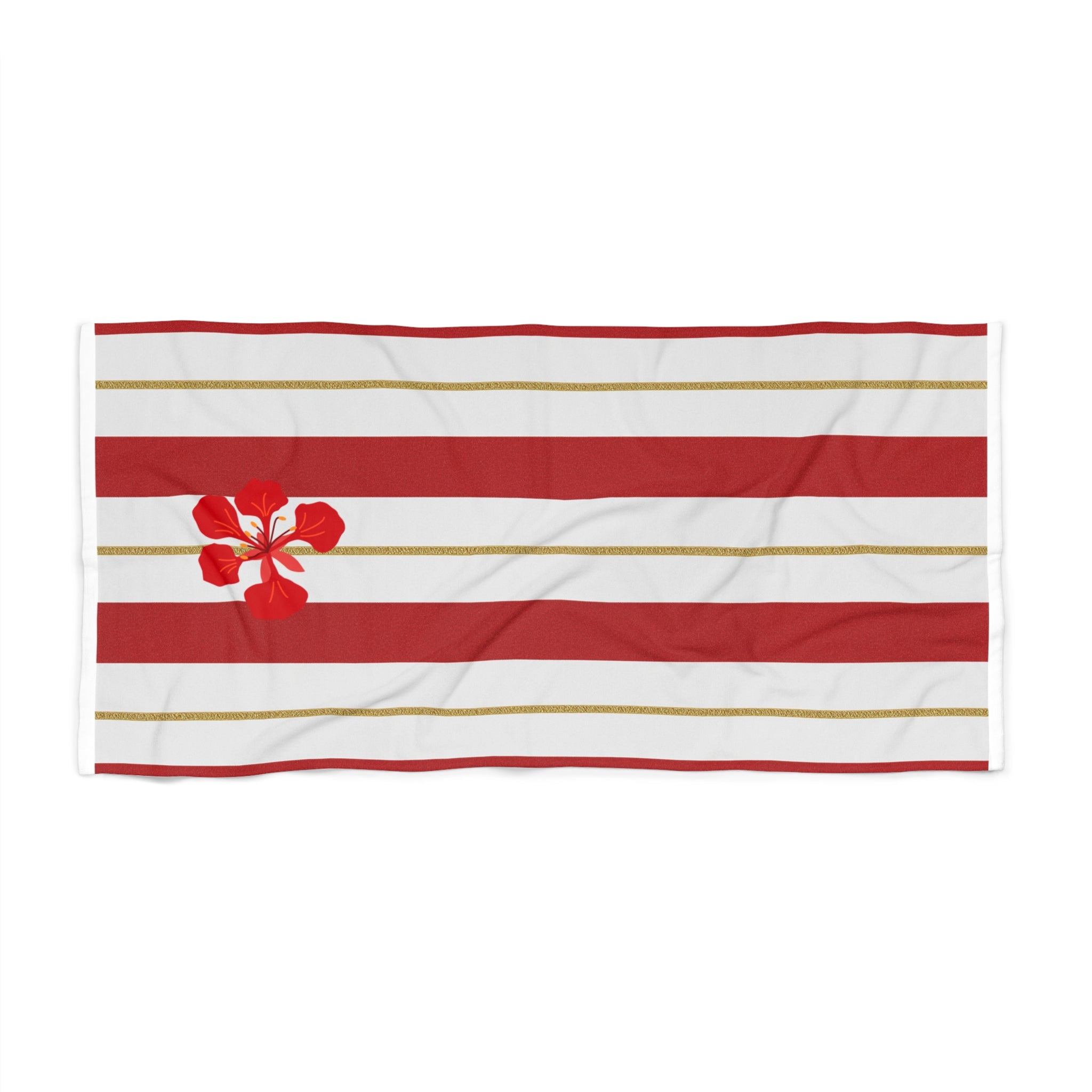 Tentation en vacances -- Red Stripe flower Beach Towel