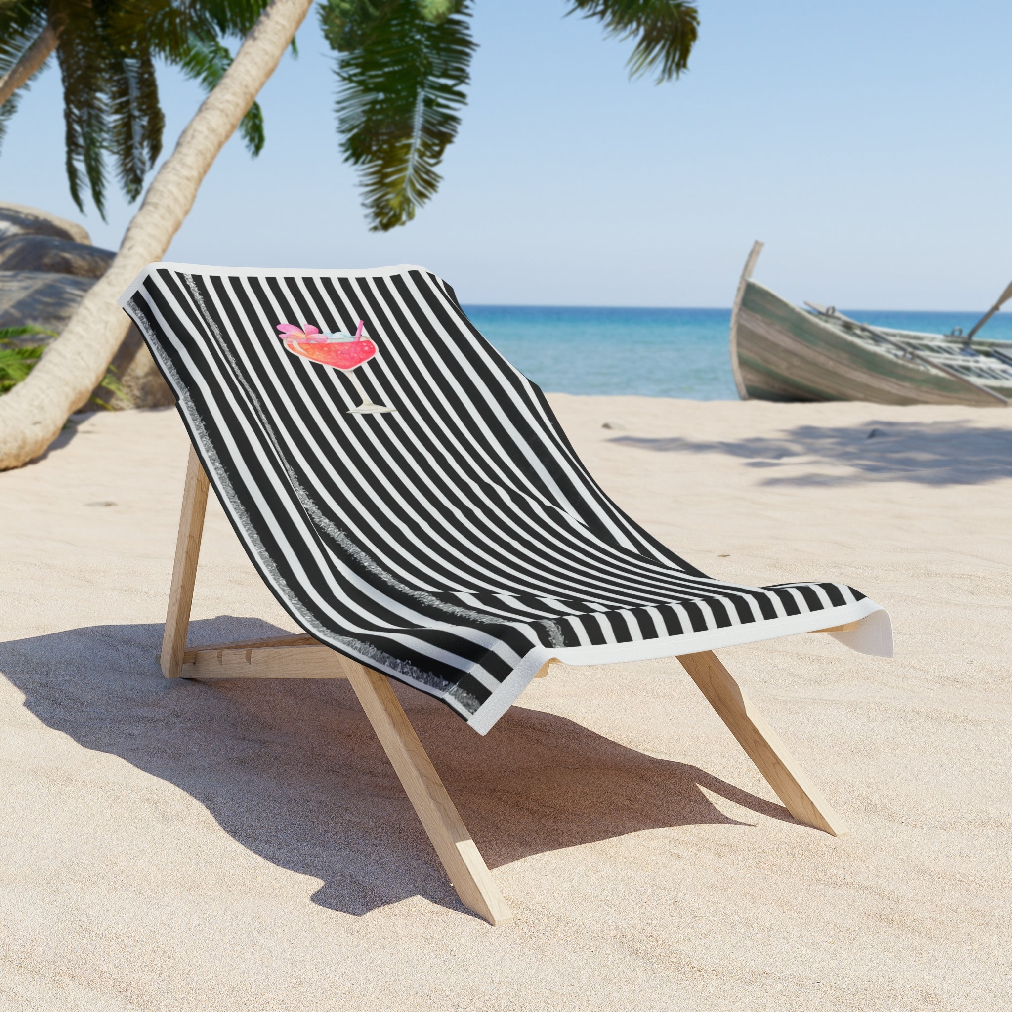 Chic à la plage -- Striped Black Beach Towel